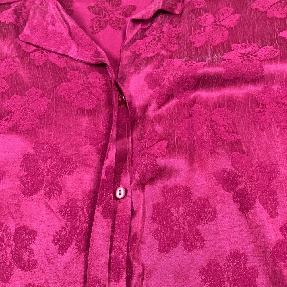 Zara Trafaluc Collection Blouse Womens Small Magenta Casual Business Button Up - Picture 7 of 13